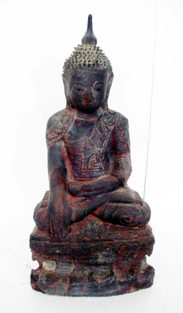 Bouddha assis en papier maché - patine ancienne - Origine Birmanie