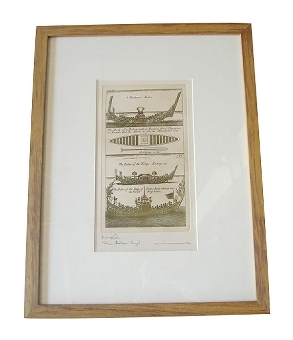 Cadre impression encre de chine- Barge royale Thaï.