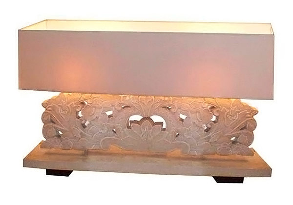 Lampe panneau sculpté patiné avec Abat-jour