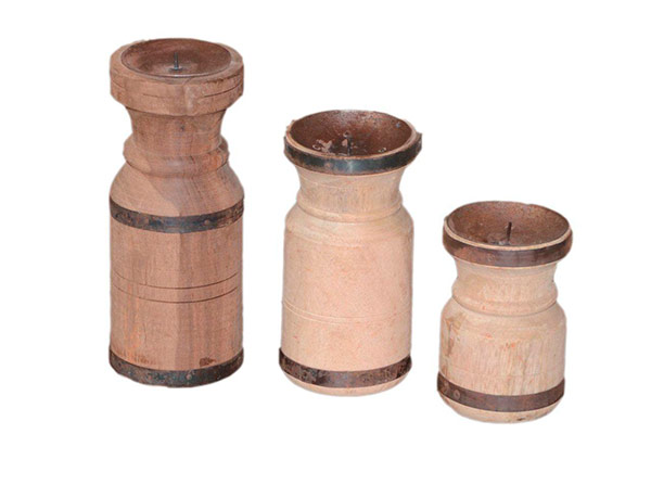 Set 3 anciens pieds de bougeoir